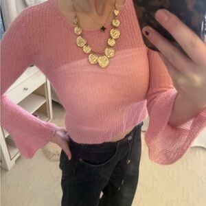 Sheer pink STAUD sweater size XS